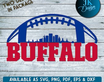 Arte digital del horizonte de la ciudad de Buffalo Football / SVG, PNG, PDF / Silhouette y Cricut