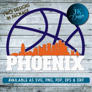 Skyline de la ville de basket-ball de Phoenix à découper et - SVG, AI, PNG, Cricut et Silhouette Studio