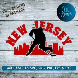 Silueta de hockey sobre hielo de Newark, Nueva Jersey, para cortar: SVG, AI, PNG, Cricut y Silhouette Studio