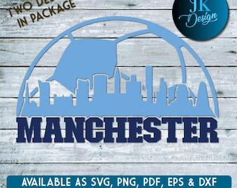 Manchester fotbollssilhuett digital konst | SVG, PNG, PDF | Silhouette och Cricut