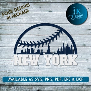 Skyline della città di baseball di New York per il taglio - SVG, AI, PNG, Cricut e Silhouette Studio