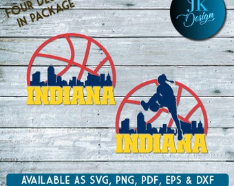 Indianapolis Indiana Basketball City Skyline zum Schneiden & - SVG, AI, PNG, Cricut und Silhouette Studio