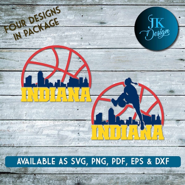 Indianapolis Indiana Basketball City Skyline for cutting & - SVG, AI, PNG, Cricut and Silhouette Studio
