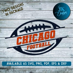 Arte digital do futebol de Chicago | SVG, PNG, PDF | Silhueta e Cricut | Vetor em camadas, estêncil