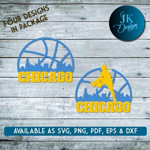 Chicago Women Basketball City Skyline per il taglio e - SVG, AI, PNG, Cricut e Silhouette Studio