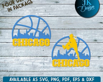Skyline de la ciudad de baloncesto femenino de Chicago para cortar y - SVG, AI, PNG, Cricut y Silhouette Studio