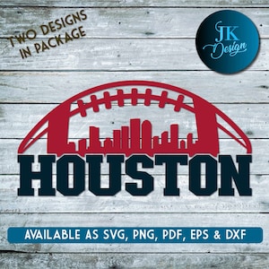 Houston Football Stadt Skyline Digitale Kunst | SVG, PNG, PDF | Scherenschnitt & Cricut