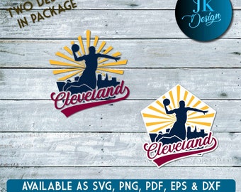 Cleveland Ohio Basketball City Skyline for cutting & - SVG, AI, PNG, Cricut and Silhouette Studio