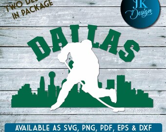 Dallas City Skyline Hockey for cutting - SVG, AI, PNG, Cricut and Silhouette Studio