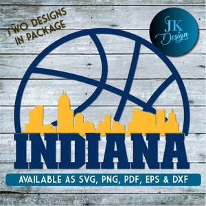 Indiana Indianapolis Basketball City Skyline pour la coupe & - SVG, AI, PNG, Cricut et Silhouette Studio