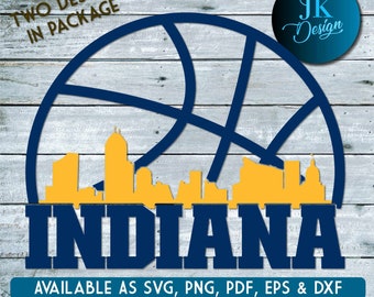 Indiana Indianapolis Basketball City Skyline for cutting & - SVG, AI, PNG, Cricut and Silhouette Studio