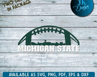 Arte digital del horizonte del fútbol de Lansing, Michigan / SVG, PNG, PDF / Silhouette y Cricut