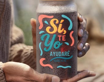 Sí, Yo Te Ayudaré Glass Tumbler: Spanish Christian Gift