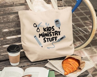 Kids Ministry Tote Bag | Christian Canvas Bag | Church Volunteer Gift | Bible Study Tote | Religious Teacher Bag | Sunday School Gift