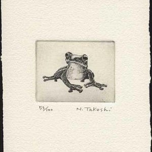 NAKAI TAKESHI "Rana, J" 2004 Acquaforte giapponese firmata a mano numerata ED100 monocromatica Animale anfibio