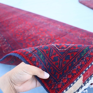 3x20 ft Red Long Runner Rug/ Bukhara Handmade Rug/ Afghan Oriental Turkmen Tribal Rug/ Vintage Veg Dyes Rug/ Hallway Runner Entry Way Runner