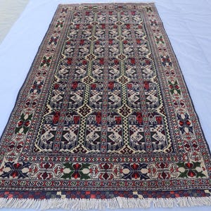 Tribal Afghan Rug 3x6 Ft Afghan Hand Knotted Rug, Vintage Gray Bohemian Rug, Turkmen Oriental Area Rug, Home Decor Carpet, Rug For Entry Way