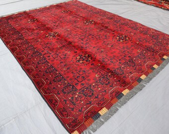 4'9x6'7 ft Bukhara rug, Top Quality Afghan Rug, Oriental Turkmen Area Rug, Khamyab Khal Muhammadi Tribal Rug, Office Rug, Living Room Carpet