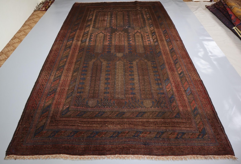 1940s Antique 6'5x11'3 Ft Rug, Terracotta Tribal Rug, Afghan Faded Pile ...