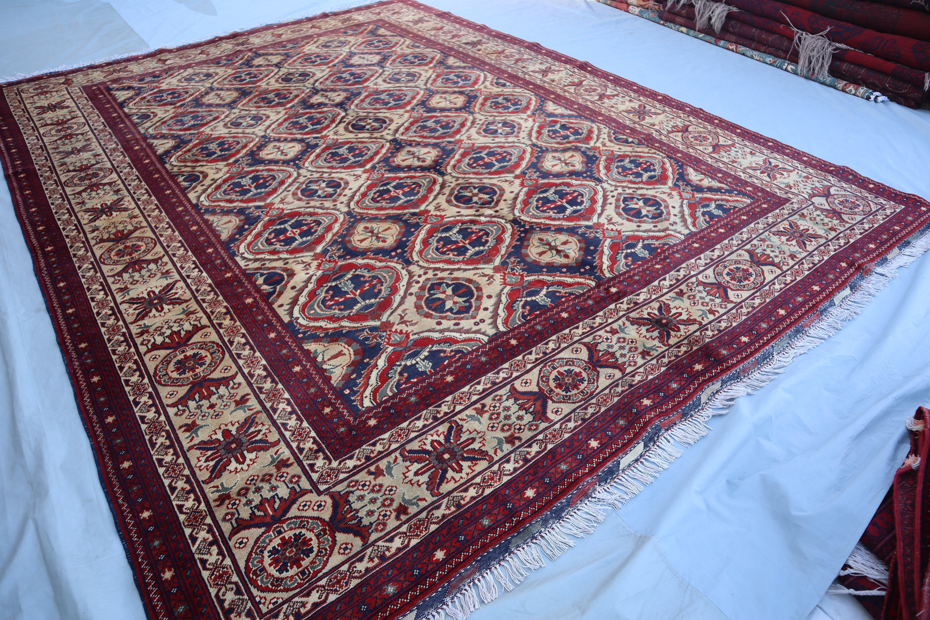 Antique Afghan Rug 8'5x11'6 Ft, Vintage Large Rug, High Pile Turkmen ...