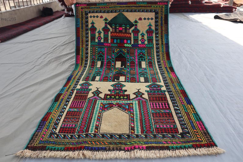 Muslin Rug 2x4 Ft Antique Afghan Prayer Rug, Handmade Wool Area Rug, Vintage ...