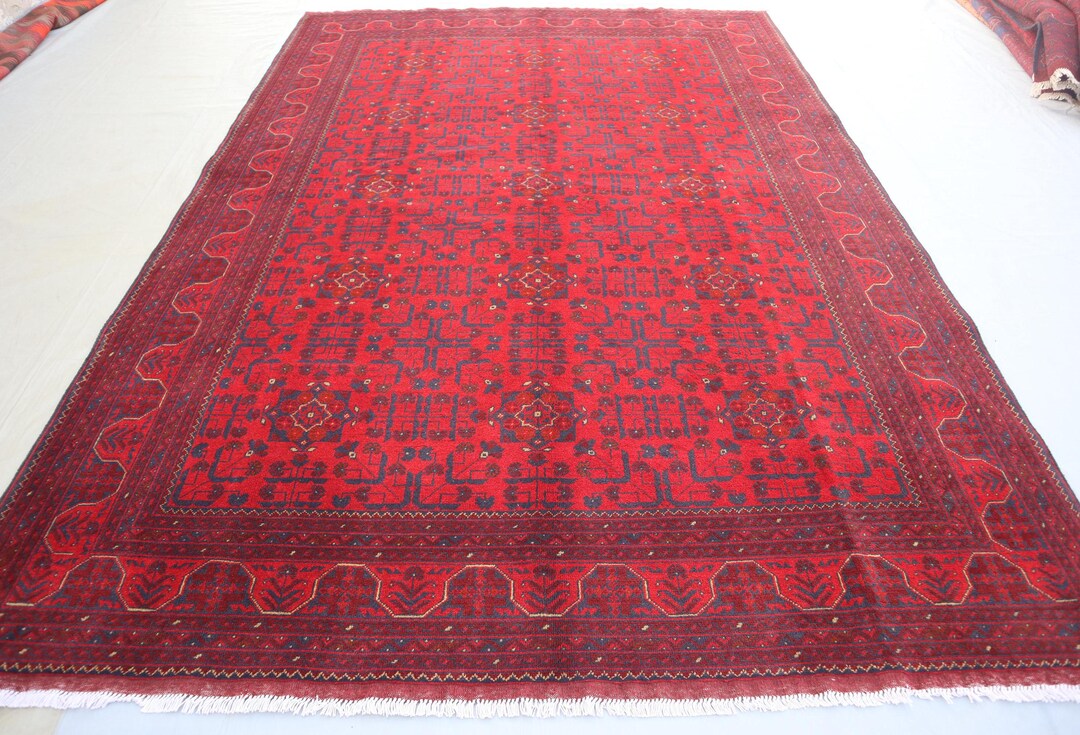 Vintage Turkmen Rug 6'6x9'6 Ft Bukhara Afghan Handmade Wool Rug
