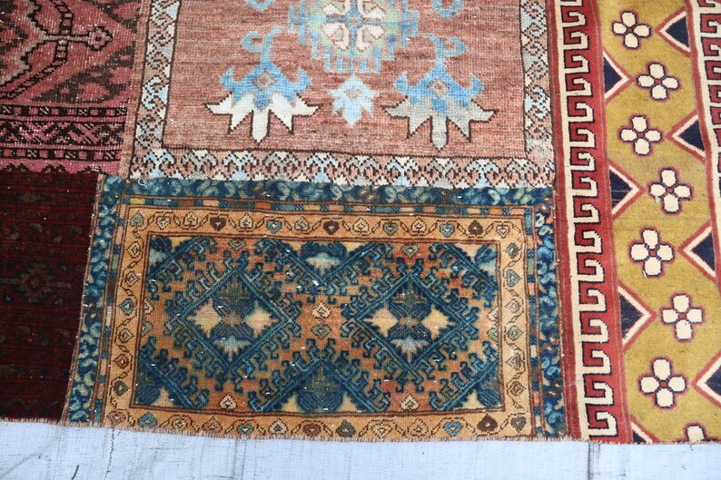 Vintage Rug 10x13 Patchwork Turkmen Tribal Rug, Afghan Area Rug ...