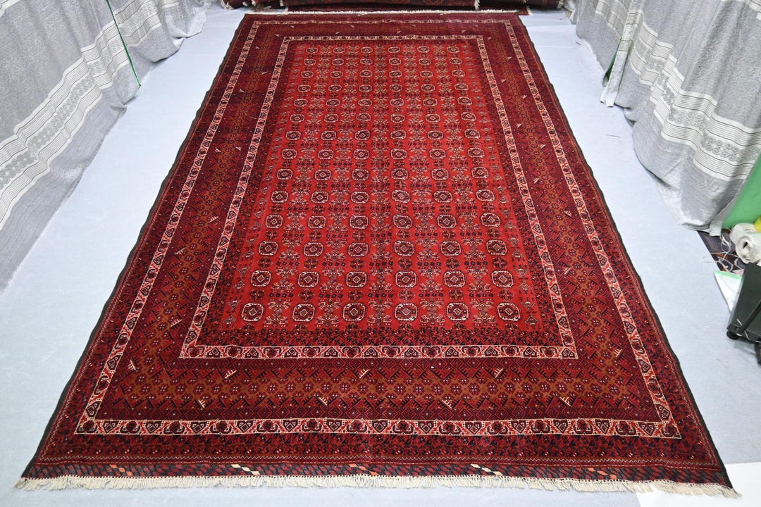 10x16 Ft Large Rug Turkmen Waziri Design Rug, Afghan Handmade Wool Area ...