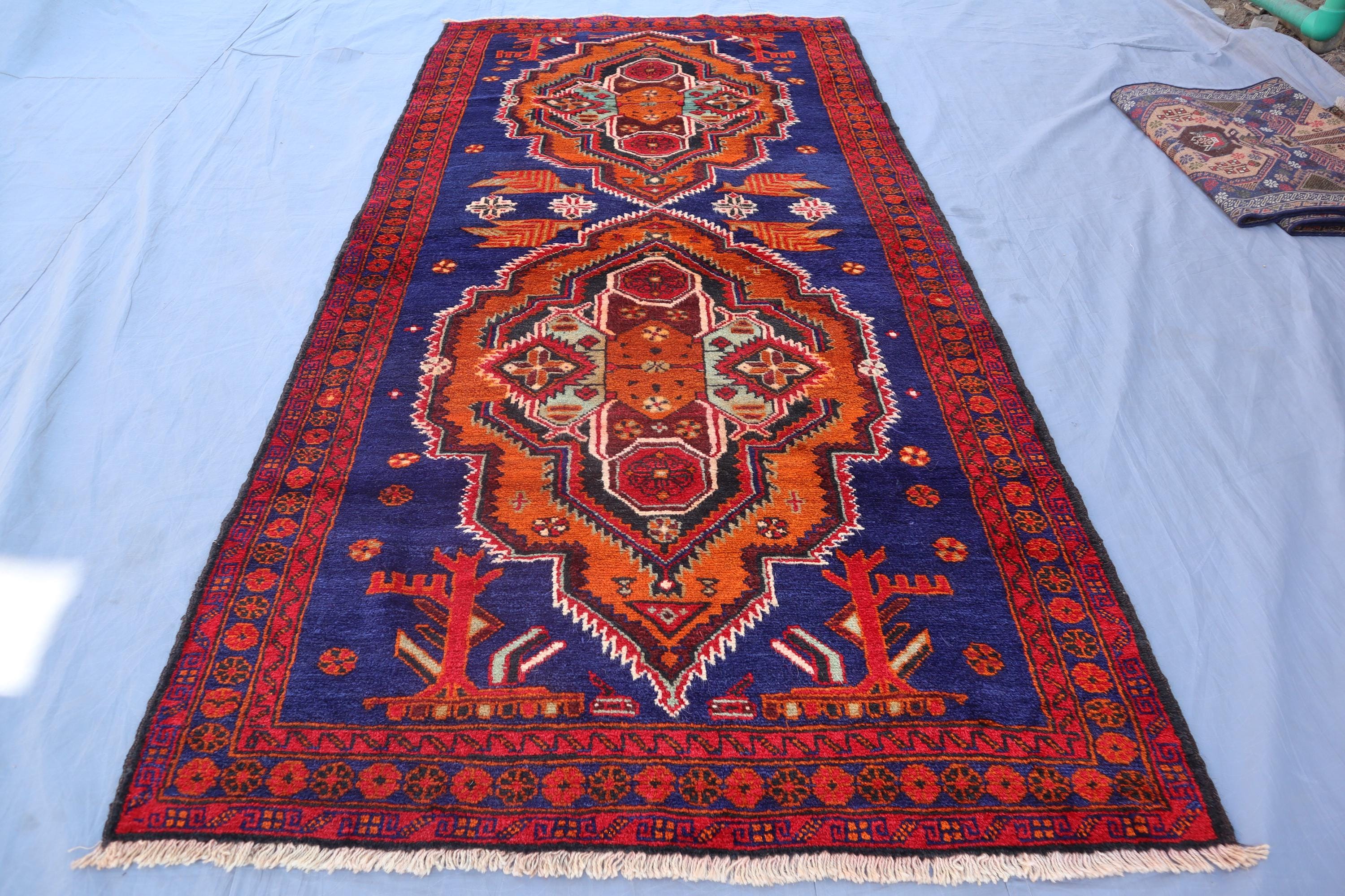 Geometric Baluchi Rug 3'5x7'3 Ft Afghan Handmade Wool Area Rug