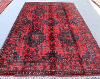 9 x 13フィートの見事なアフガンラグ/トルクメンゼルカーキデザイン