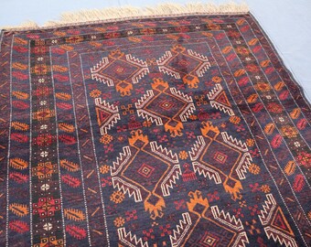 4x7 Antique 1970s Rug, Afghan Faded Rug, Handmade Soft Pile Wool