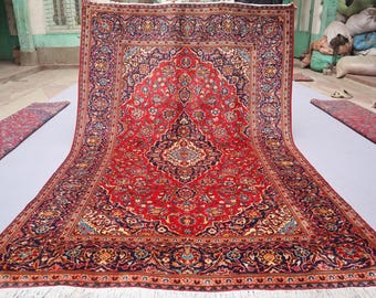 6'6x10 "ft großen Vintage Teppich / afghanischer Heriz Teppich / handgefertigter Wollteppich / floraler roter Teppich / Orientteppich für Wohnzimmer