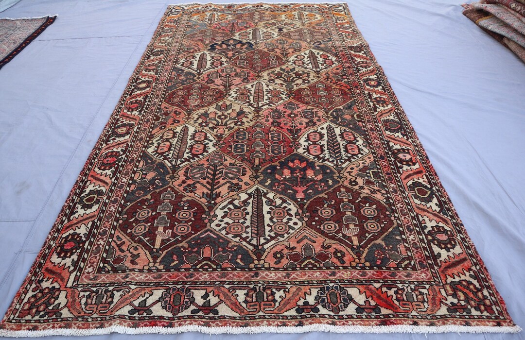 1950s Antique Rug 5'0x9'6 Ft Geometric Caucasian Rug, Afghan Vintage ...