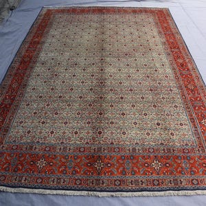 7x10 ft Afghan Vintage Rug, Turkmen Tribal Rug, 1950s Antique High Pile Rug, Handmade Wool Rug, Intricate Pattern Rug, Large Living Room Rug image 2