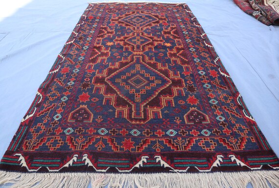 ラグ Vintage Afghan  Tribal rug Tribal Vintage Rug 3'6x6'1 Afghan Handmade Wool Area Rug, High