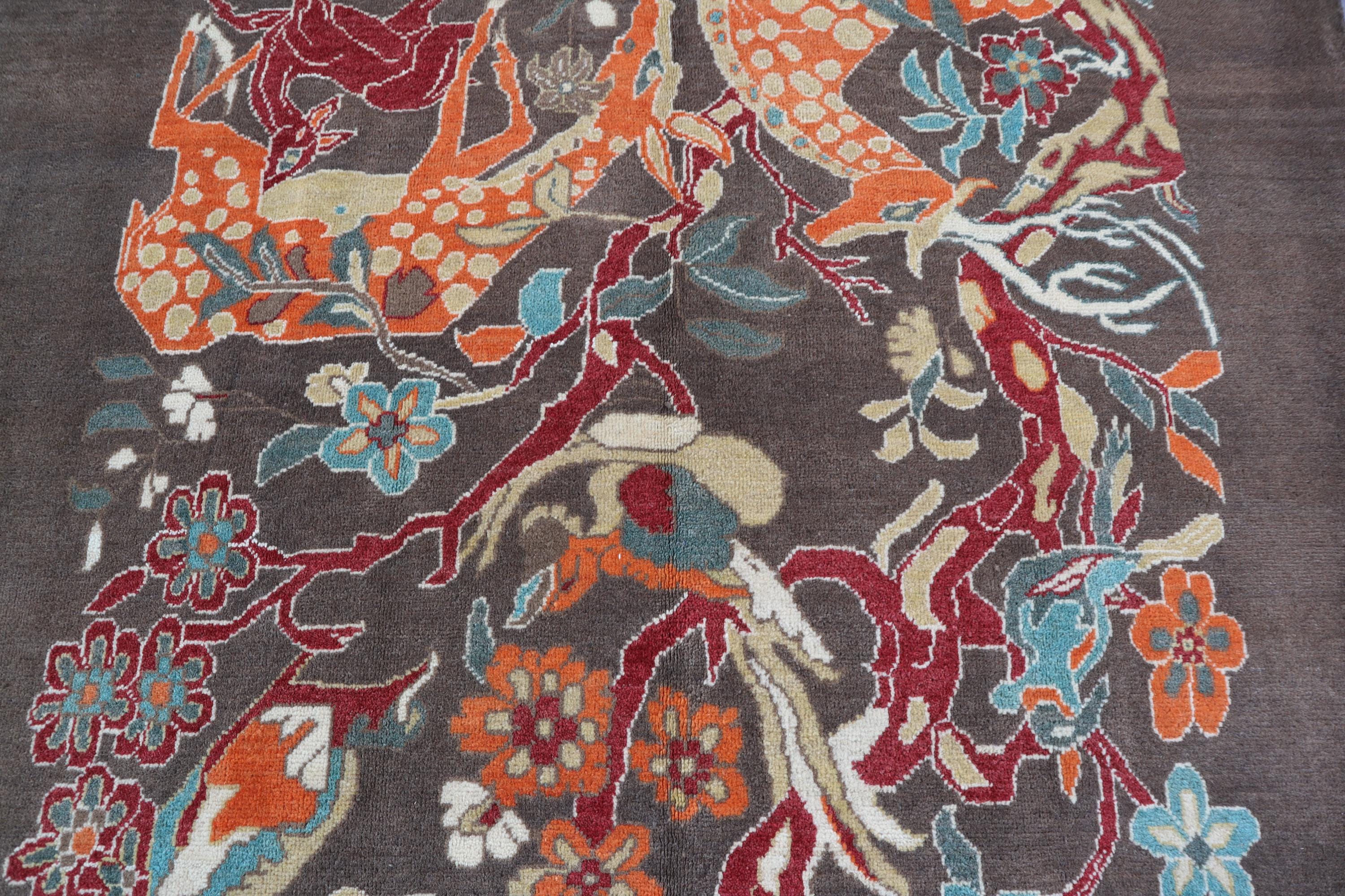 5'7x7'10 Ft Antelopes Pictorial Art Rug, One of Kind Afghan Handmade ...