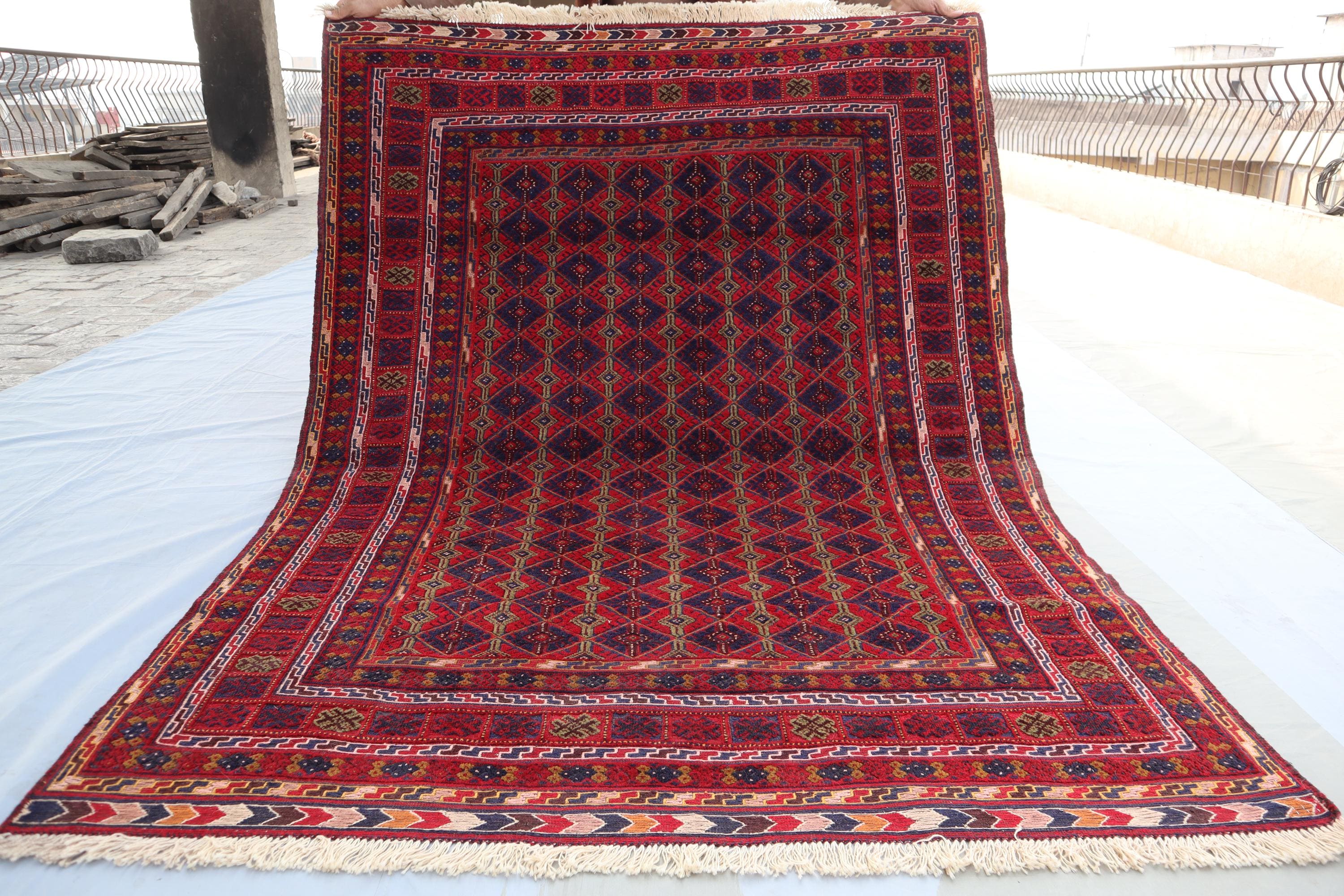 ✦Vintage Afghan Rug✦　190cm×98cm　ペルシャ絨毯 4'10x6'7 Ft Afghan Antique Rug- Vintage Turkman Mashwani Handmade