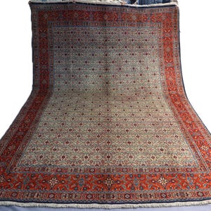 7x10 ft Afghan Vintage Rug, Turkmen Tribal Rug, 1950s Antique High Pile Rug, Handmade Wool Rug, Intricate Pattern Rug, Large Living Room Rug image 5