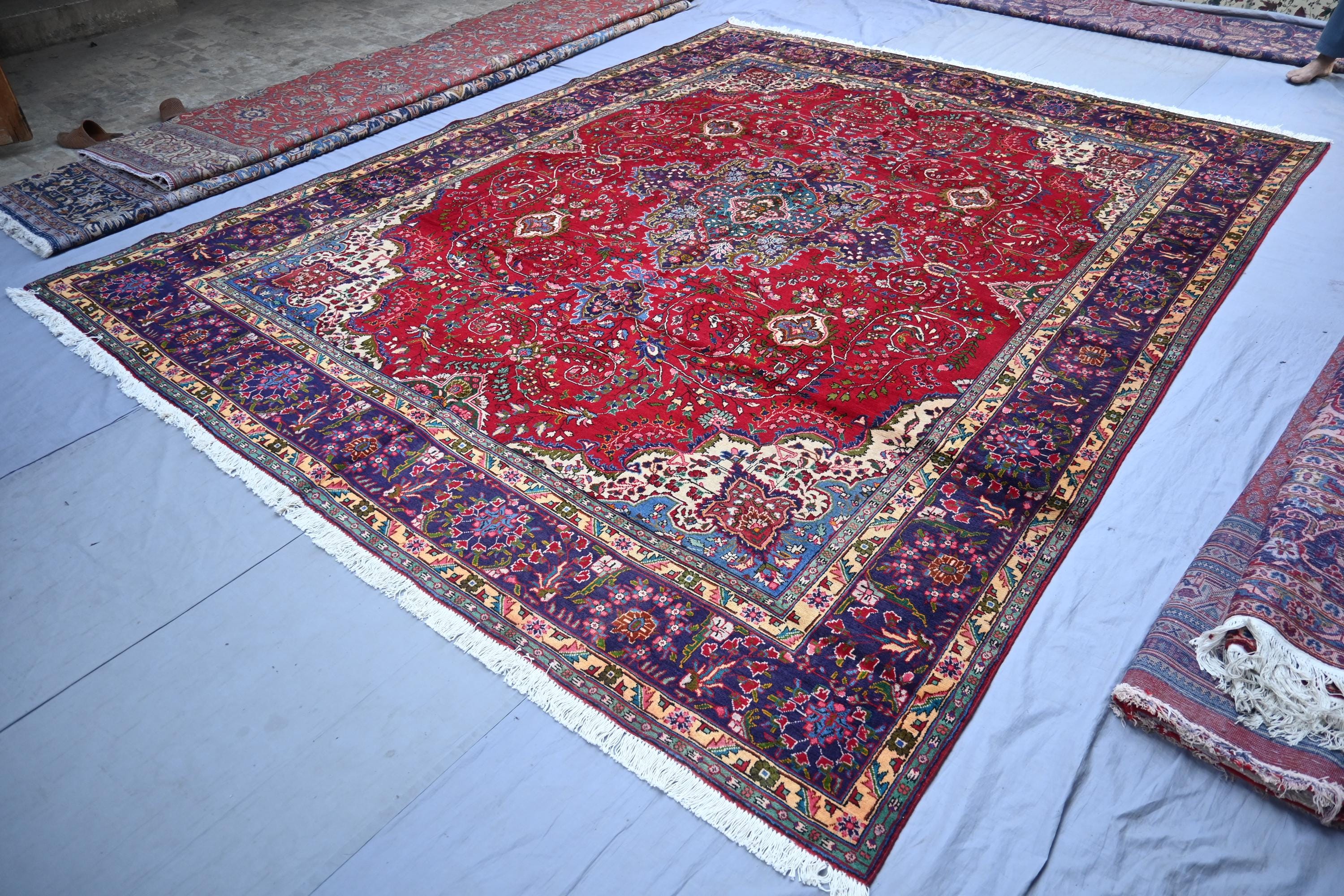 Large Antique Rug 9'5x12'1 Ft Large Antique Rug, Afghan Hand Knotted Wool Rug, Turkish ...