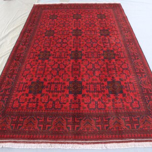Vintage Red Rug 5&#39;7x8&#39;10 ft Turkmen Tekke Handmade  Rug, Afghan Wool Area Rug, Tribal Antique Rug, Oriental Bukhara Carpet, Rug for Bedroom