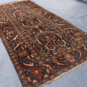 3&#39;3x6&#39;7 ft Turkmen Baluchi Antique Rug, Vintage Tribal Area Rug, Afghan Handmade Soft Wool Rug, Oriental Terracotta Rug, Living Room Carpet