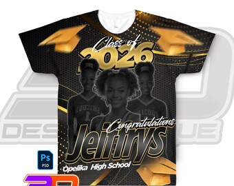 Modello modificabile di maglietta per la laurea in formato PSD / Design per la classe senior del 2026