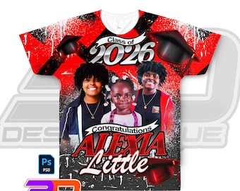 Redigerbar examens-T-shirtmall | T-shirtdesign för seniorer 2026 (PSD)