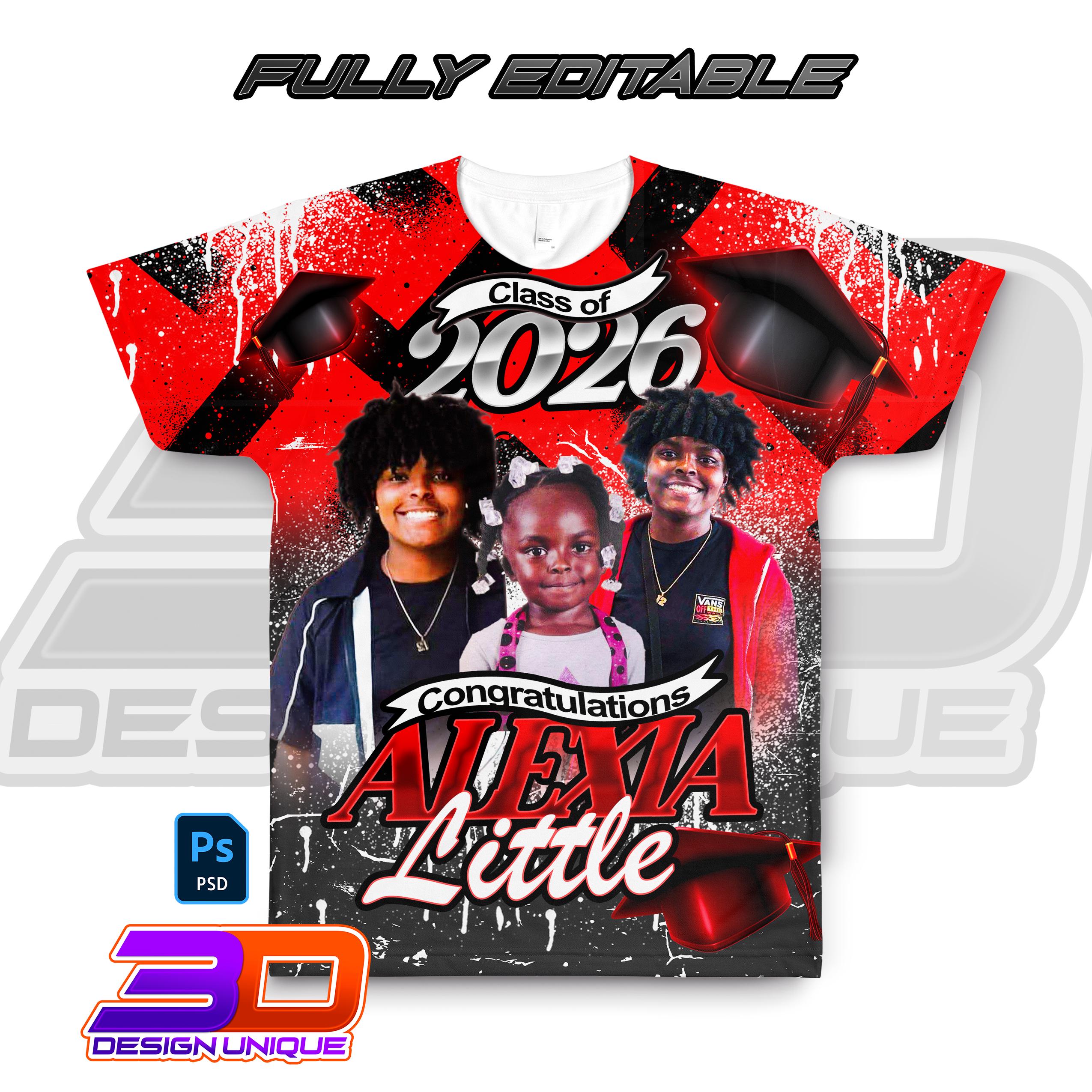Editable Graduation Tshirt Template Senior 2026 Shirt Design (PSD
