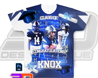 Editable Graduation T-Shirt Template | Senior 2026 Shirt Design (PSD)