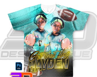 Football T-Shirt Design Template: Editable Photoshop File (PSD)