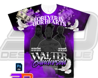 Editable Memorial T-Shirt Template, RIP Photoshop PSD for Sublimation | Instant Download, All over print