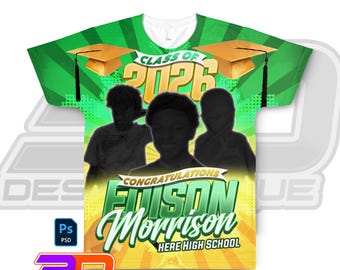 Editable Graduation T-Shirt Template PSD | Senior Class of 2026 (Digital Download)