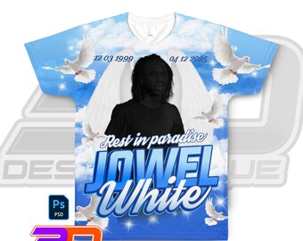 Memorial T-Shirt Template - Rest In Peace Design (Photoshop, Digital Download)