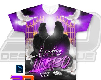 Editable Memorial T-Shirt Template, RIP Photoshop PSD for Sublimation | Instant Download, All over print